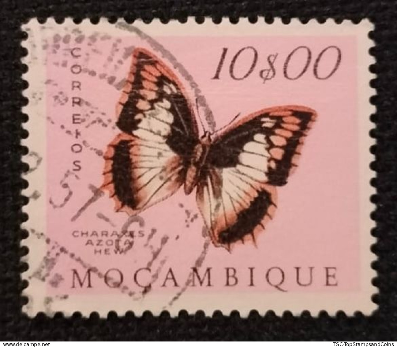 MOZPO0406UE - Mozambique Butterflies - 10$00 Used Stamp - Mozambique - 1953 - Mosambik