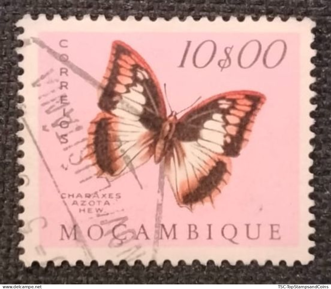 MOZPO0406UF - Mozambique Butterflies - 10$00 Used Stamp - Mozambique - 1953 - Mosambik