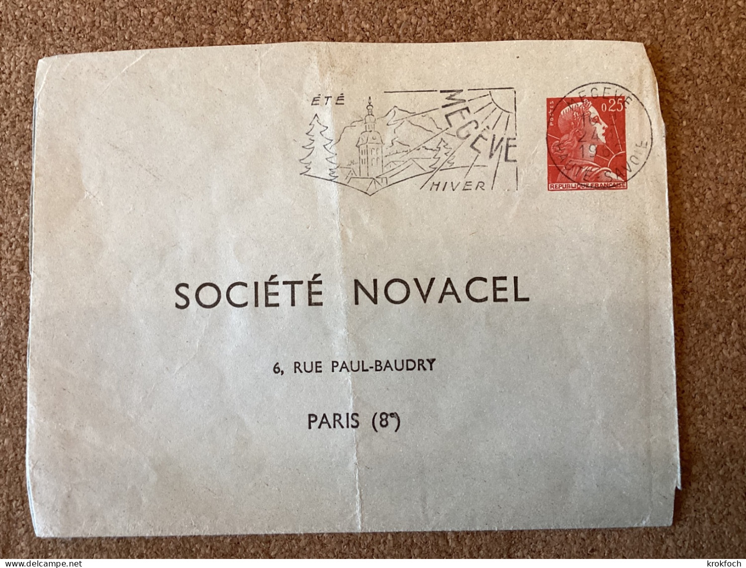 Muller 0,25 - Société Novacel - Enveloppe TSC - Megève - !!!! Un Bord Coupé - Enveloppes Types Et TSC (avant 1995)
