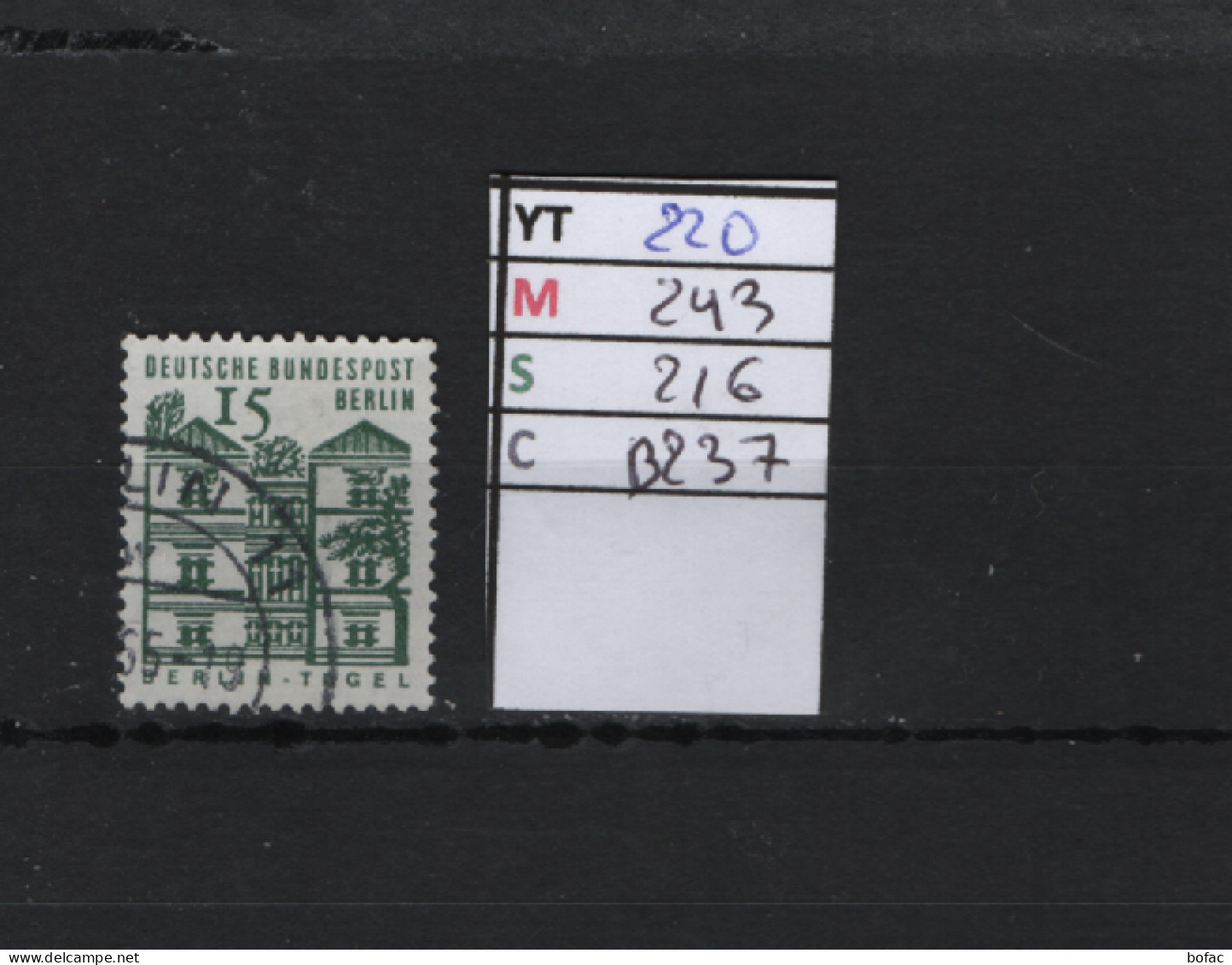 P. FIXE Obl  220 YT 243 MIC 216 SCO B237 GIB Château De Tegel 1964-65  *Berlin* 75/02 - Gebruikt