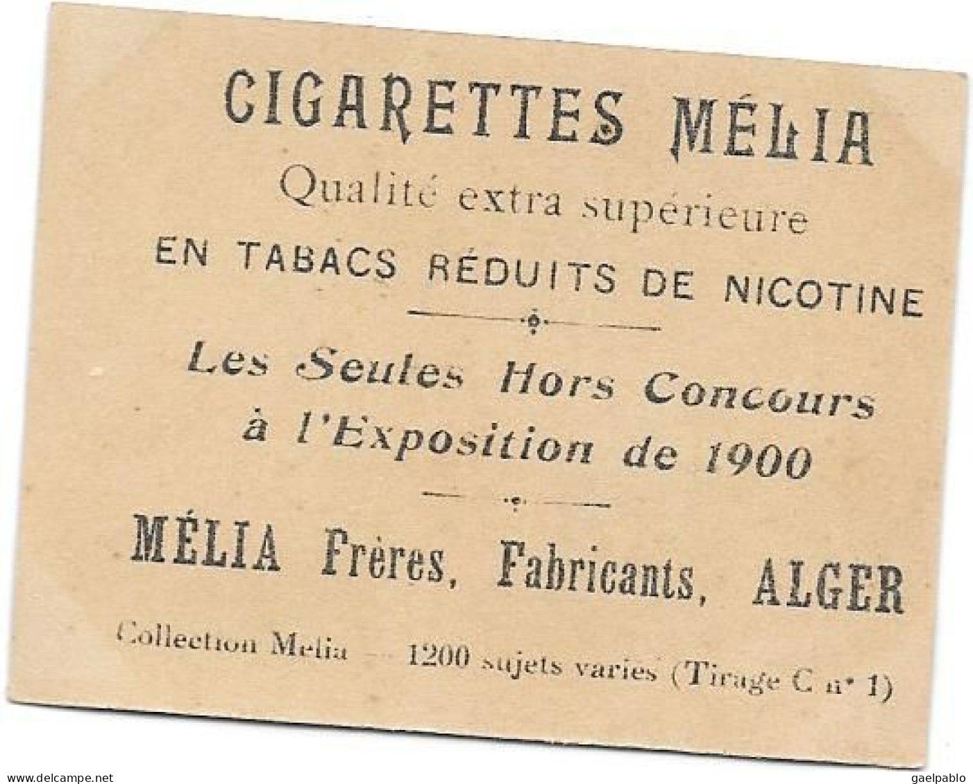 CIGARETTES MELIA -   MARTIL   - Tirage C N° 1 - Melia