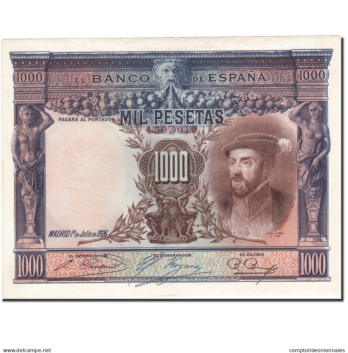 Billet, Espagne, 1000 Pesetas, 1925, 1925-07-01, KM:70c, SUP - 1000 Peseten