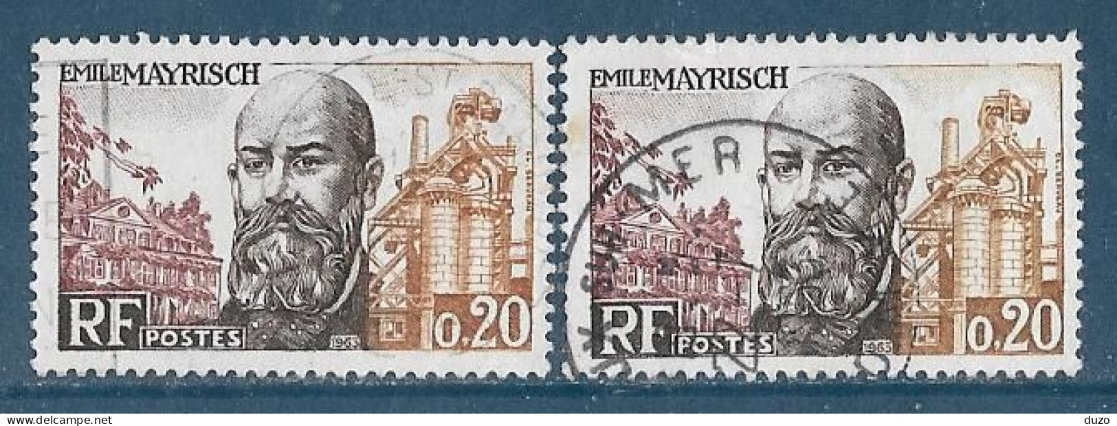 France 1963 - Variété - Y&T N° 1385 Mayrisch (oblit) Bistre Au Lieu De Bistre Brun + 1 Normal - Used Stamps