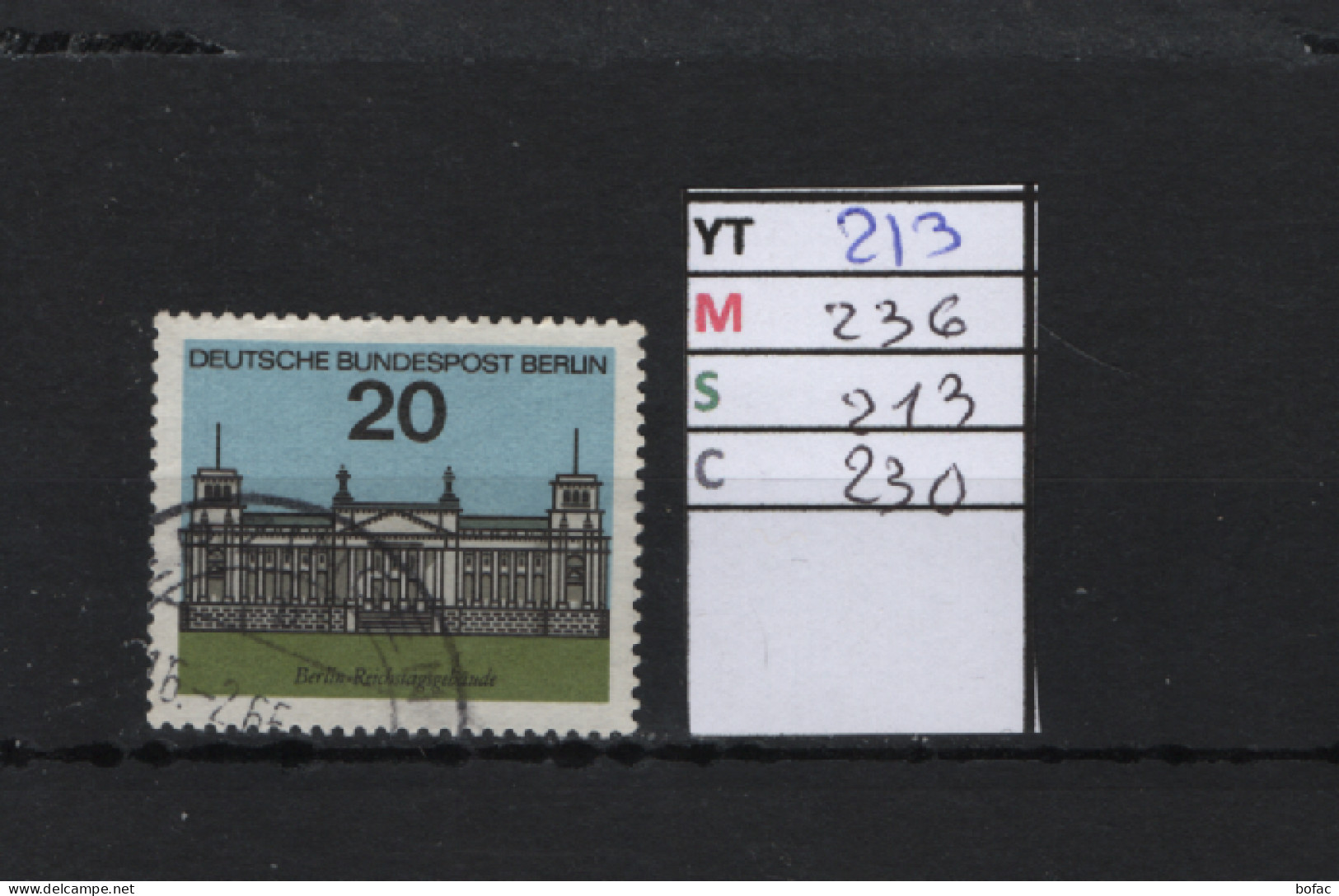 P. FIXE Obl  213 YT 236 MIC 213 SCO B230 GIB Berlin Le Nouveau Reichstag 1964 *Berlin* 75/02 - Gebraucht