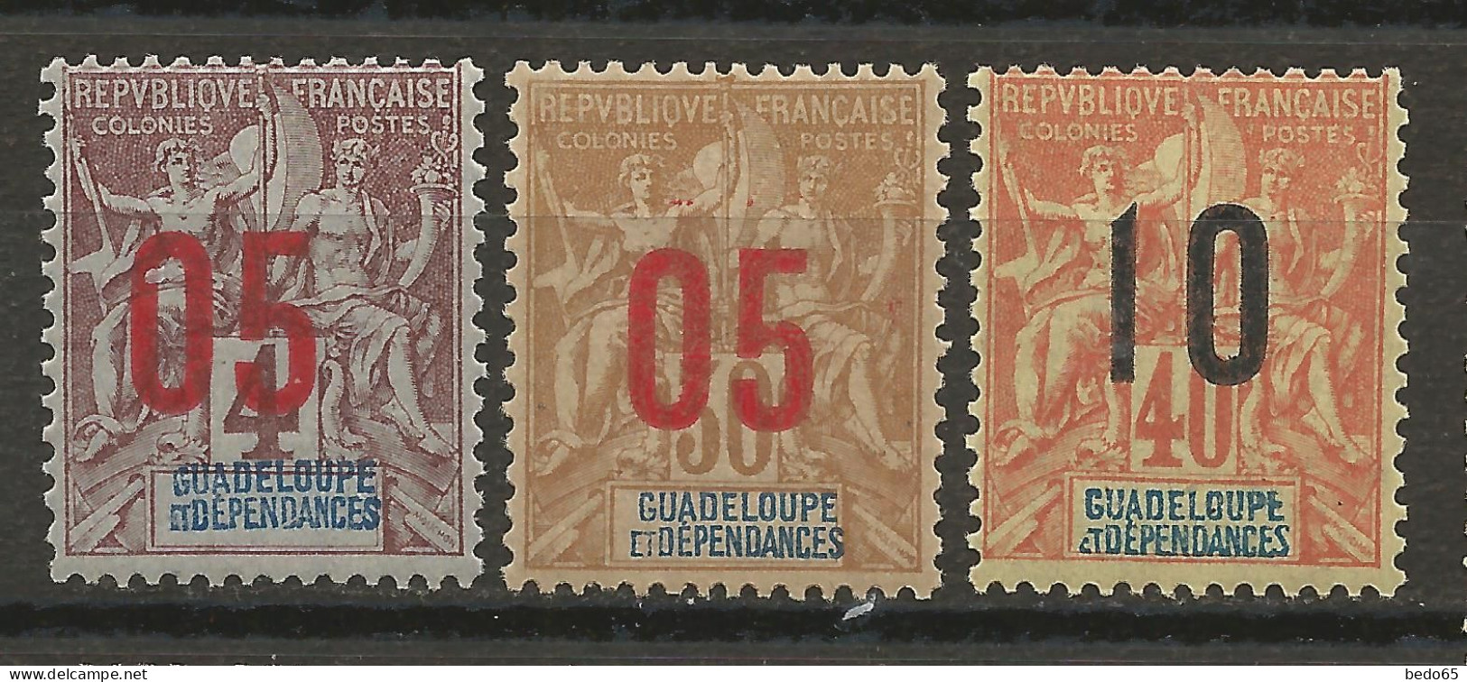 GUADELOUPE N° 72 à 74 Série Complète NEUF** LUXE SANS CHARNIERE / Hingeless / MNH - Neufs