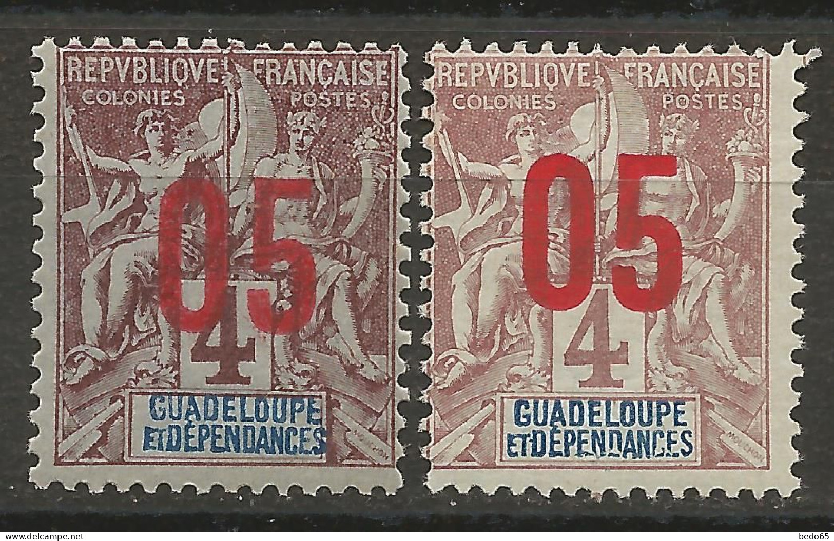 GUADELOUPE N° 72 X 2 Nuances NEUF** LUXE SANS CHARNIERE / Hingeless / MNH - Neufs