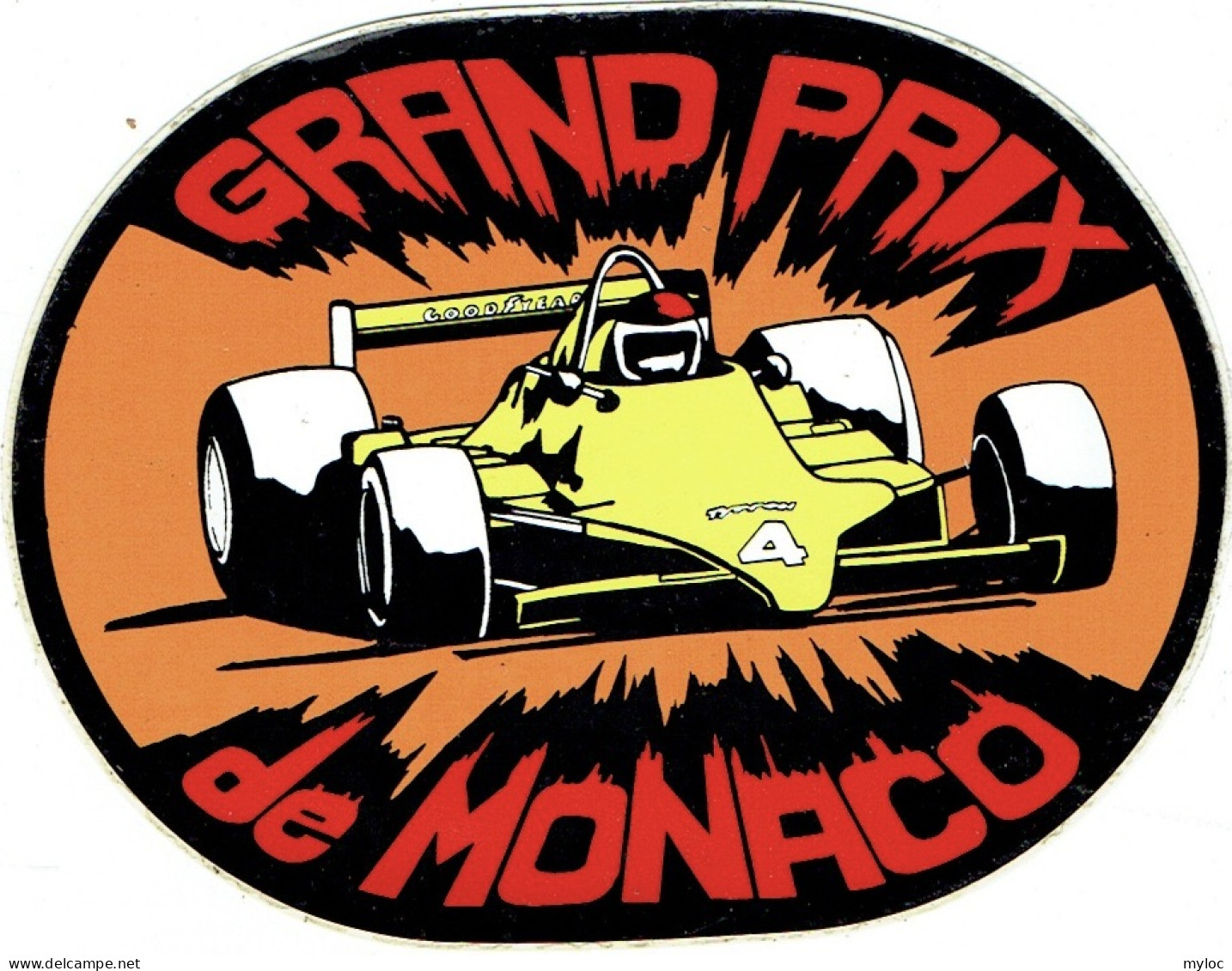 Sticker. Autocollant.  Grand Prix De Monaco. Voiture De Course. Goodyear. - Autocollants