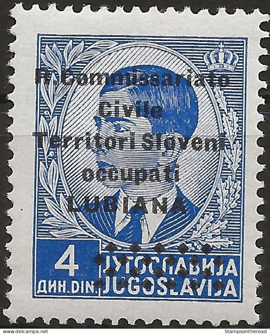 OILU24L / 1941 Occupazione Italiana LUBIANA, Sassone Nr. 24, Francobollo Nuovo Con Traccia Di Linguella */ - Lubiana