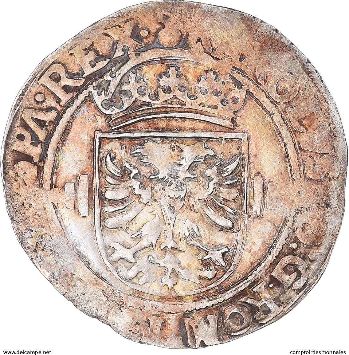Monnaie, Pays-Bas Espagnols, Charles Quint, 1/2 Réal, 1521-1555, TTB, Billon - Pays Bas Espagnols