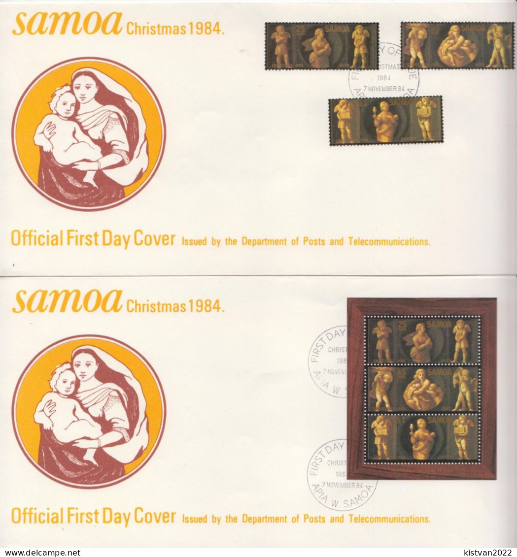 Samoa Set And SS On FDCs - Christmas