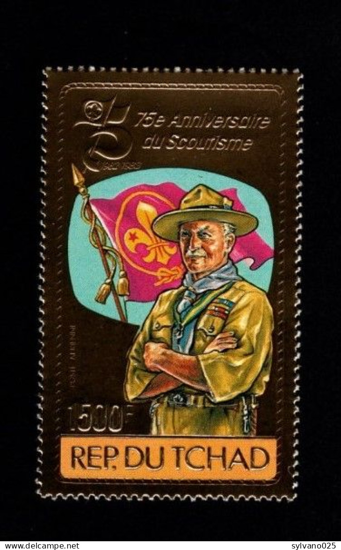 Tchad PA 75 Ans Du Scoutisme Timbre En OR - ** LUXE - Ciad (1960-...)