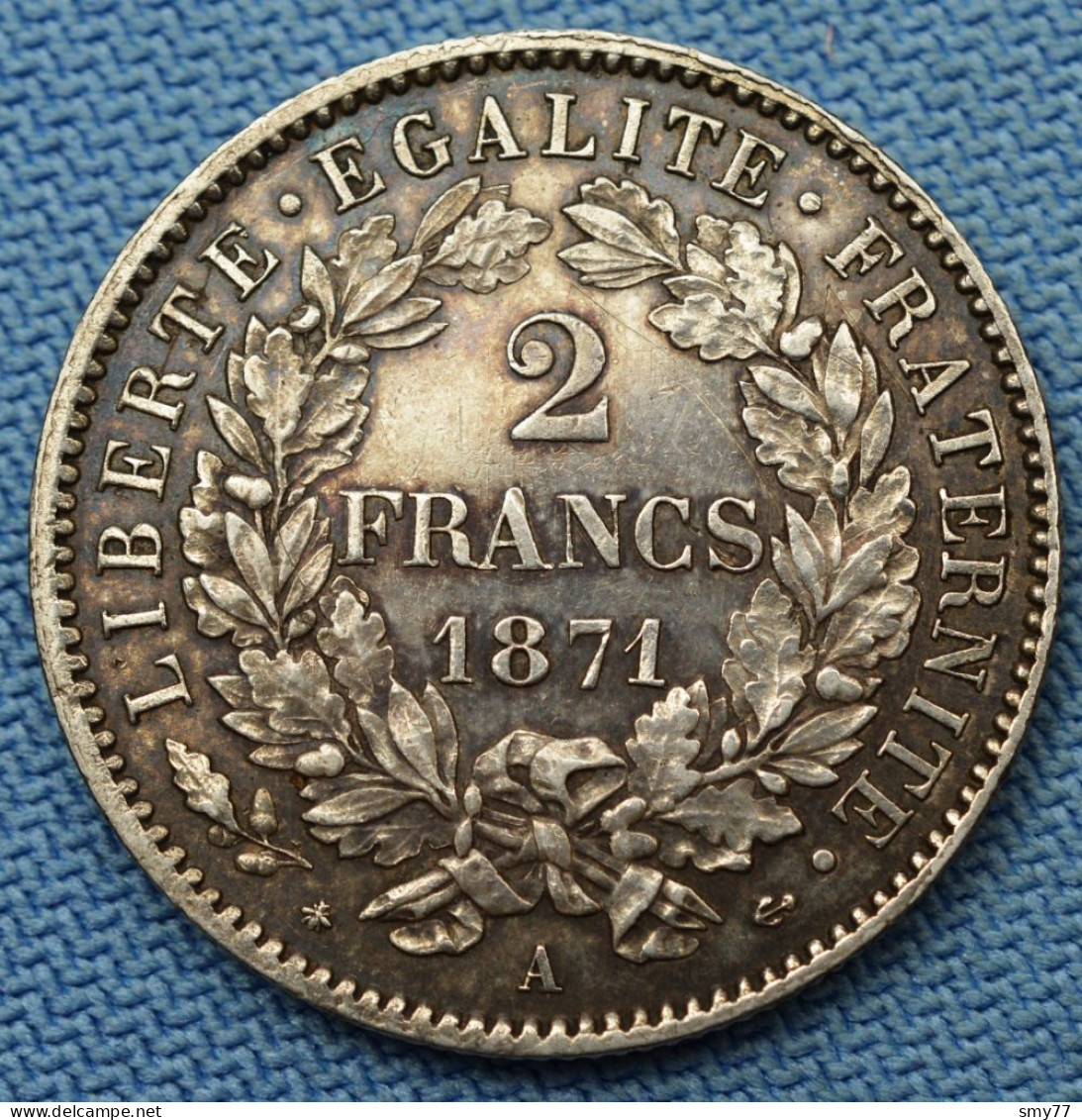 France • 2 Francs 1871 A • Grand A • SUP / AU55  • [24-513] - 2 Francs