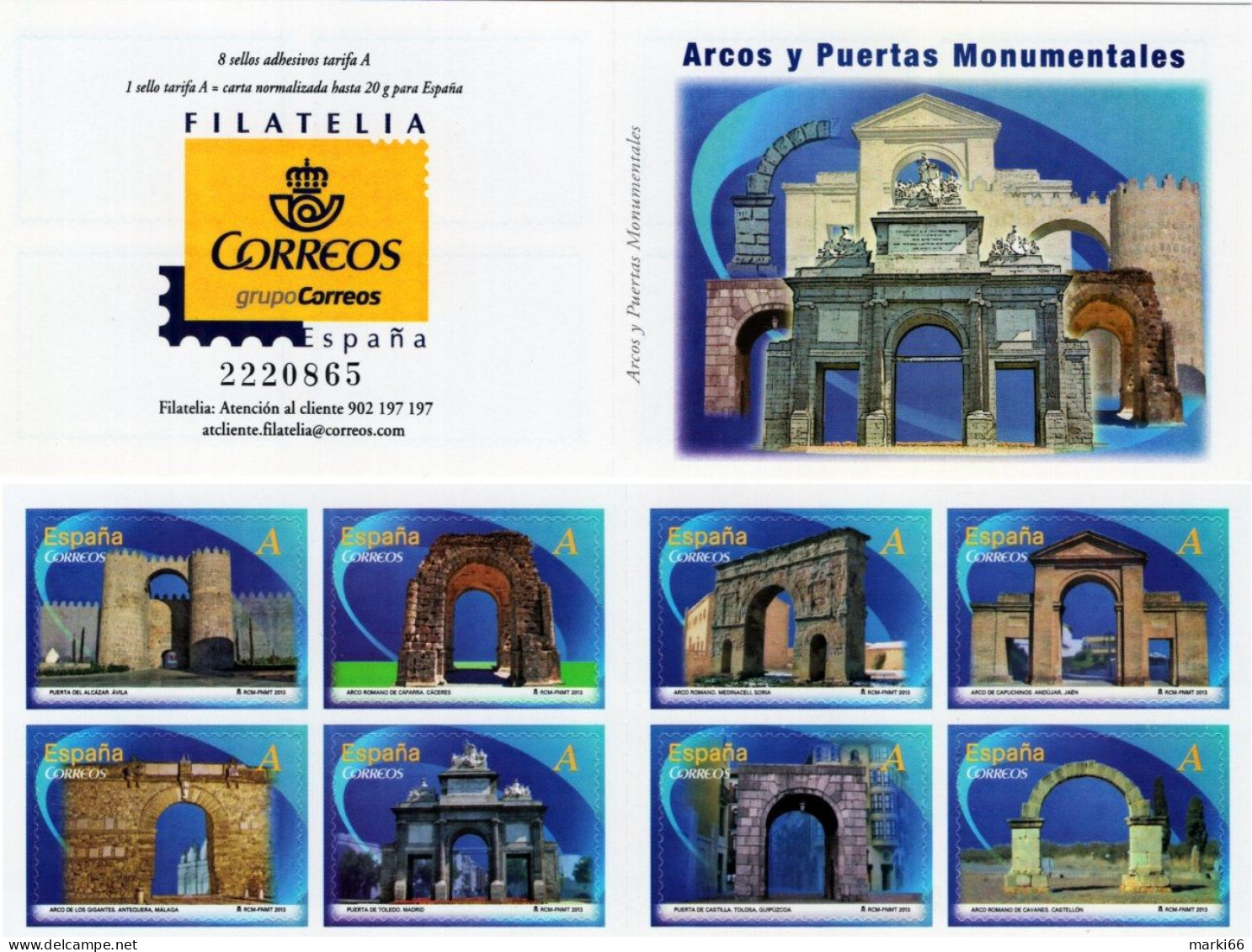 Spain - 2013 - Triumphal Arches And City Gates - Mint Self-adhesive Stamp Booklet - Markenheftchen
