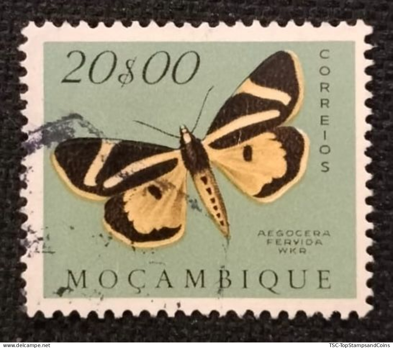 MOZPO0407U6 - Mozambique Butterflies - 20$00 Used Stamp - Mozambique - 1953 - Mosambik