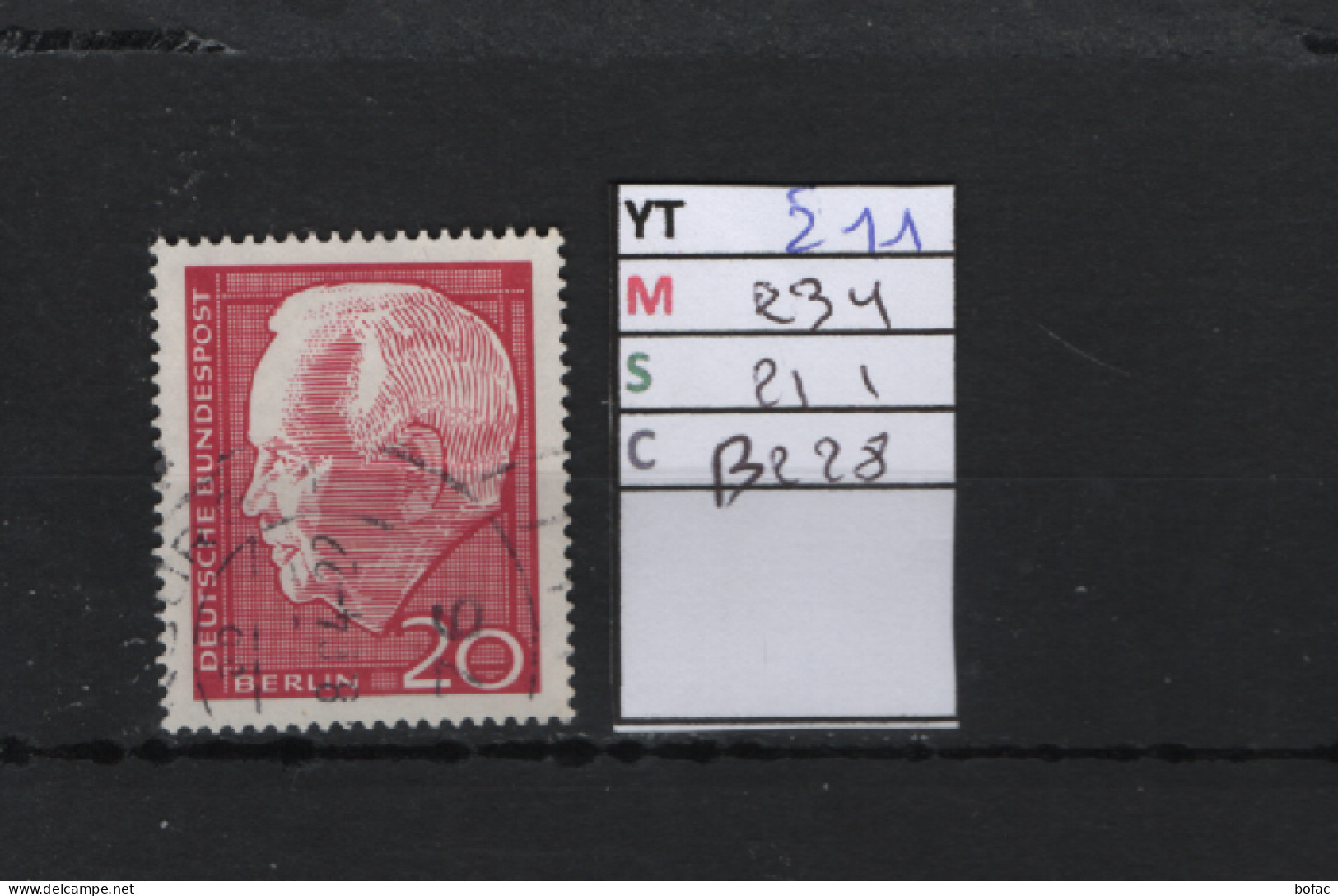 P. FIXE Obl  211 YT 234 MIC 211 SCO B228 GIB Président Lübke 1964 *Berlin* 75/01 - Gebraucht