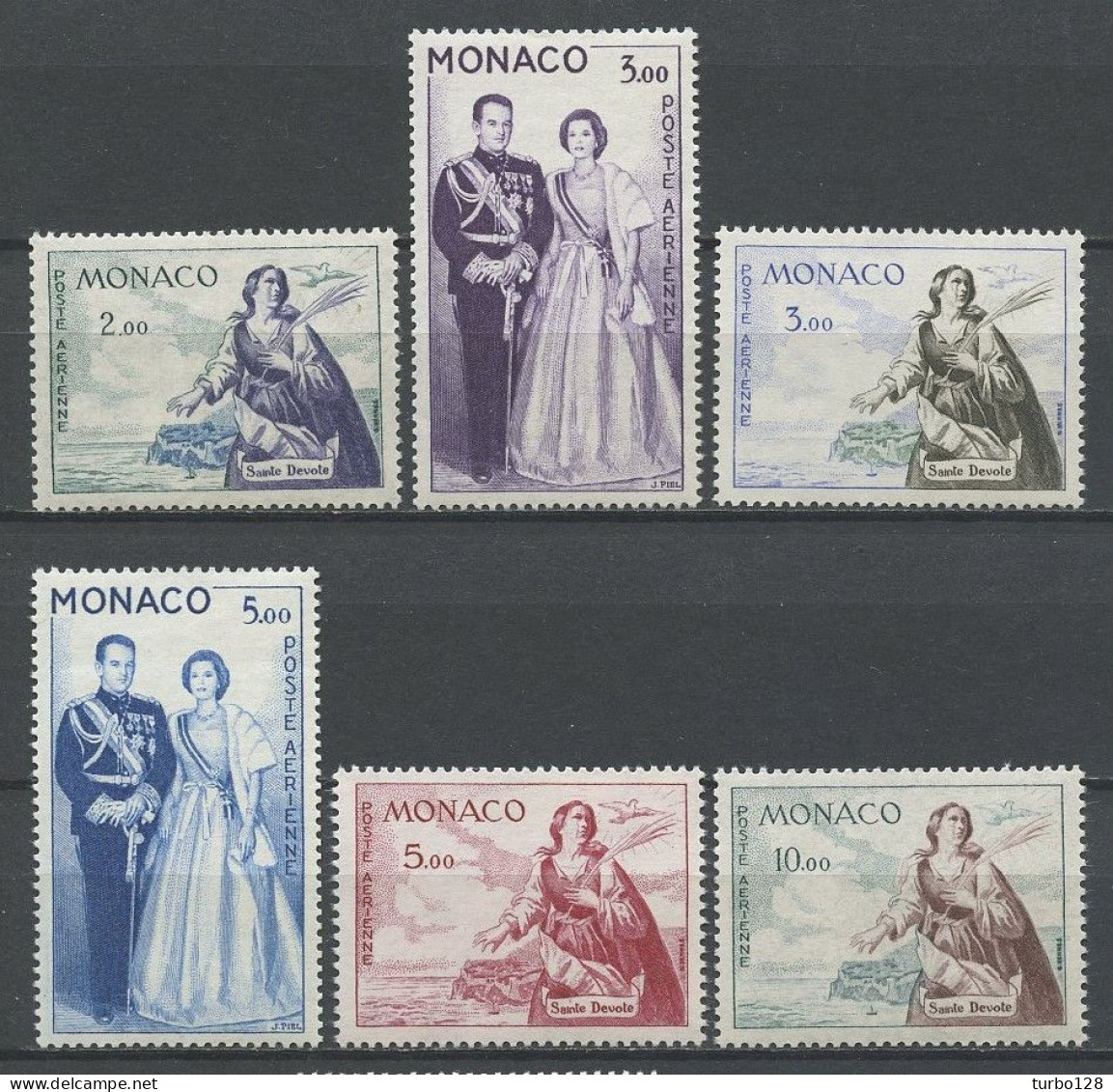 MONACO 1960 PA 73/78 ** Neufs MNH Superbes C 130 € Sainte Dévote Patronne De La Principauté Couple Princier - Luftfahrt