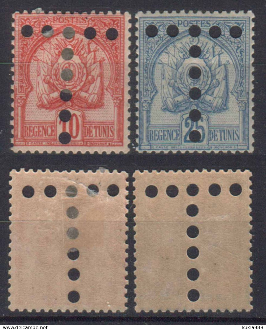FRENCH TUNISIA , 2 STAMPS 1888. PERFIN, MLH - Neufs
