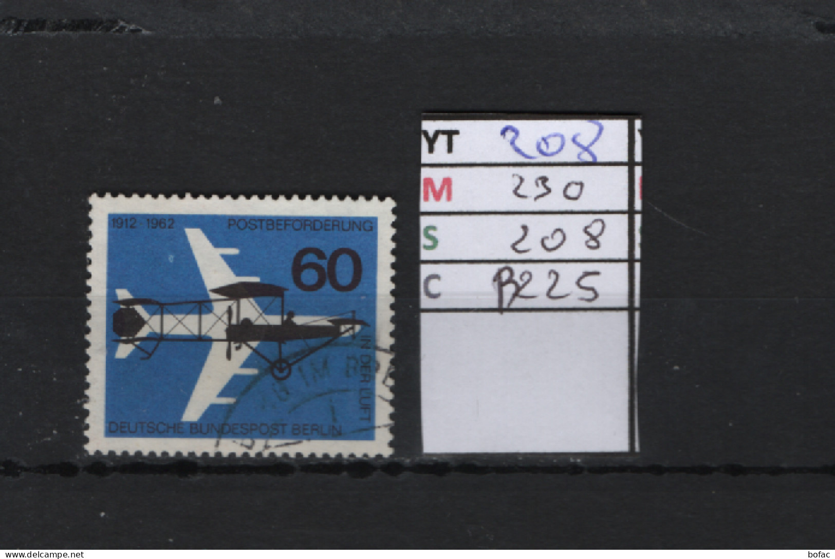 P. FIXE Obl 208 YT 230 MIC 208 SCO B225 GIB  Poste Aérienne 1962 *Berlin* 75/01 - Gebraucht