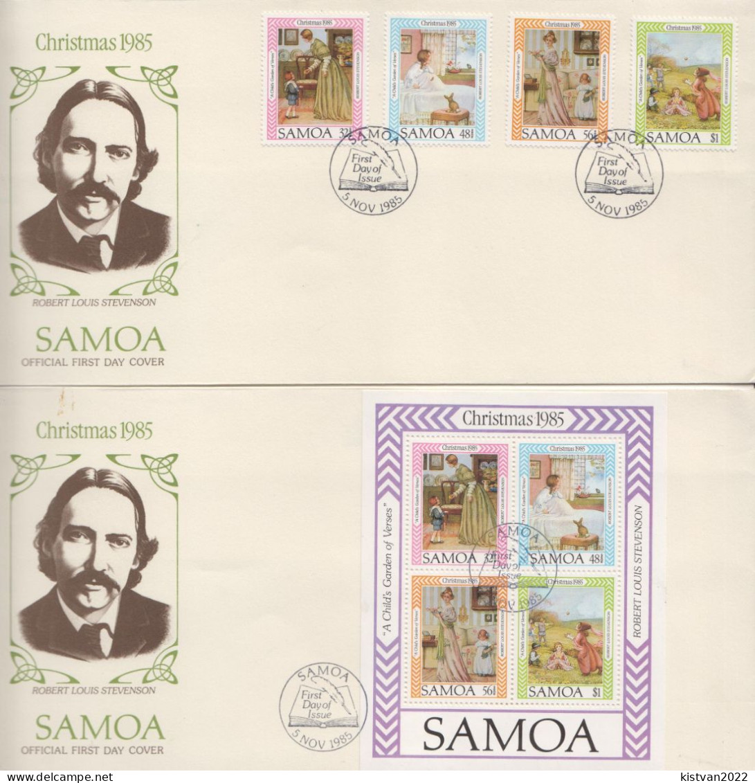 Samoa Set And SS On FDCs - Christmas