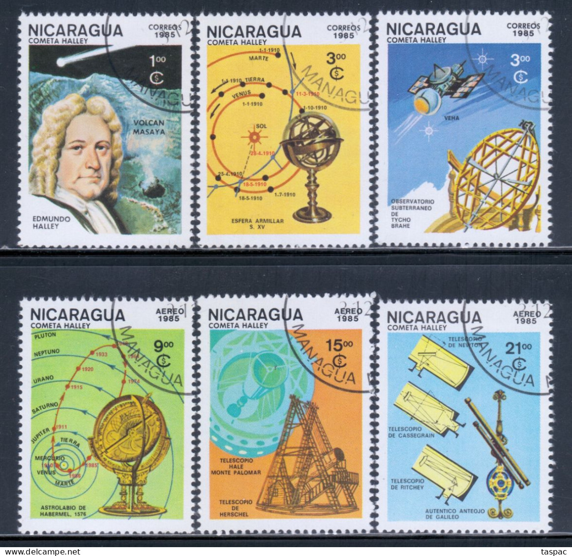 Nicaragua 1985 Mi# 2621-2626 Used - Halley's Comet / Space - Amérique Du Nord