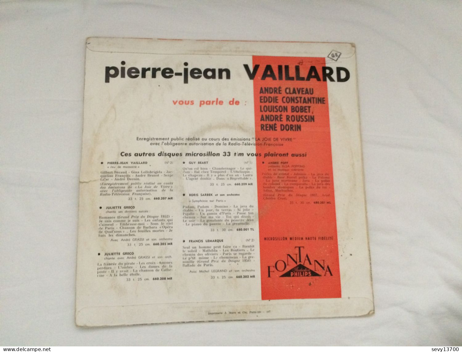 2 Disques Vinyls De Pierre Jean Vaillard - Enregistrement Public De La Joie De Vivre - Jeu De Massacre - Other & Unclassified
