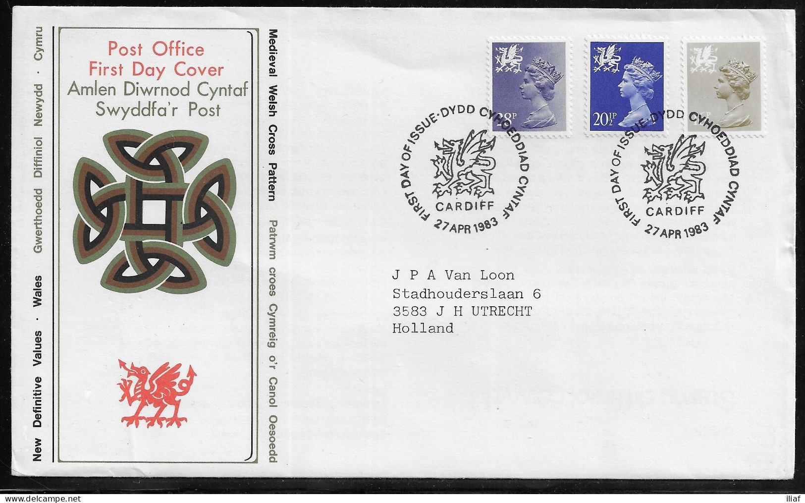 United Kingdom Of Great Britain: Wales Regional Issues.  FDC Sc. MH28, 39, 50.  Queen Elizabeth II - Wales - Machin Port - Gales