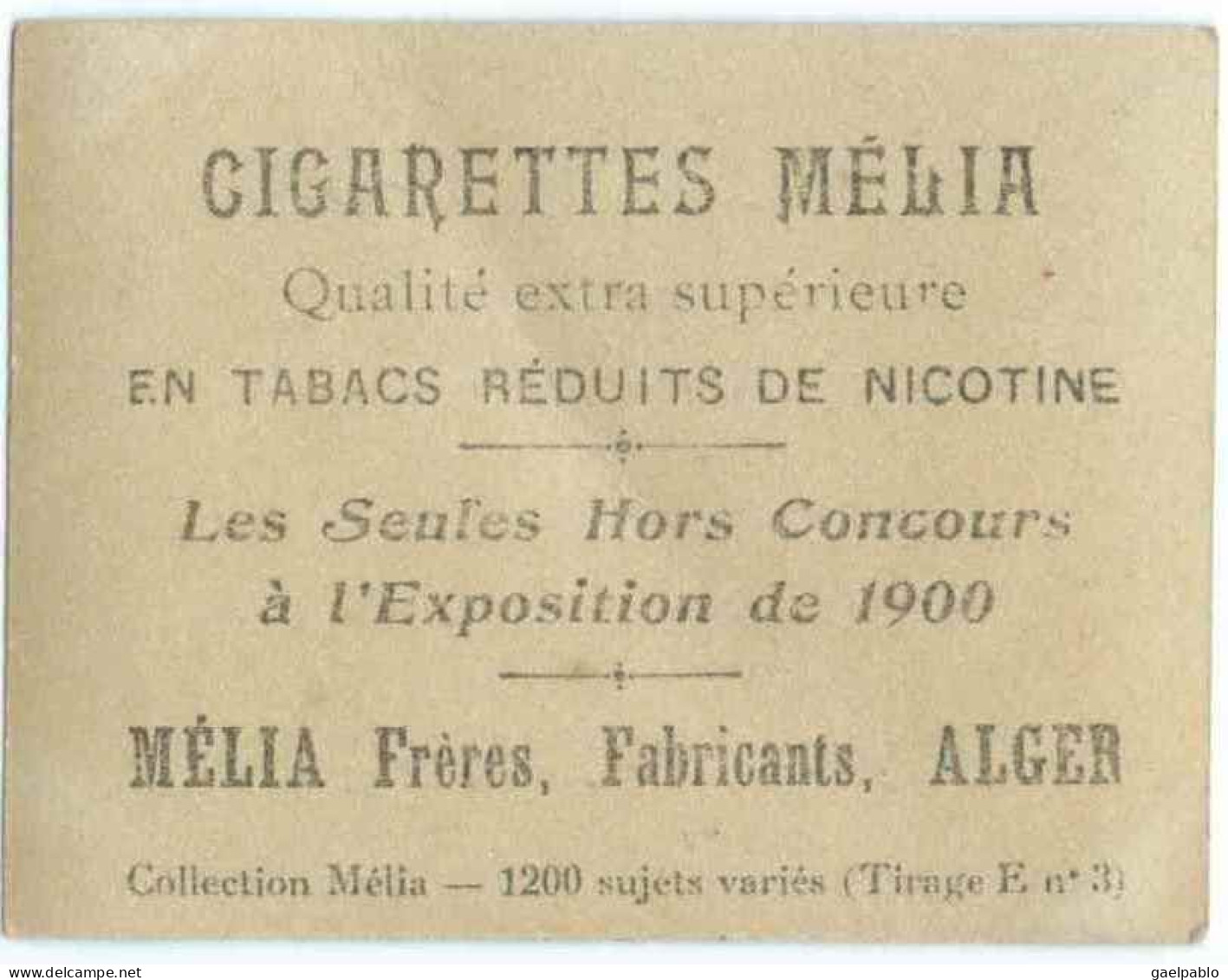 CIGARETTES MELIA - PAULA - Tirage E N° 3 - Melia