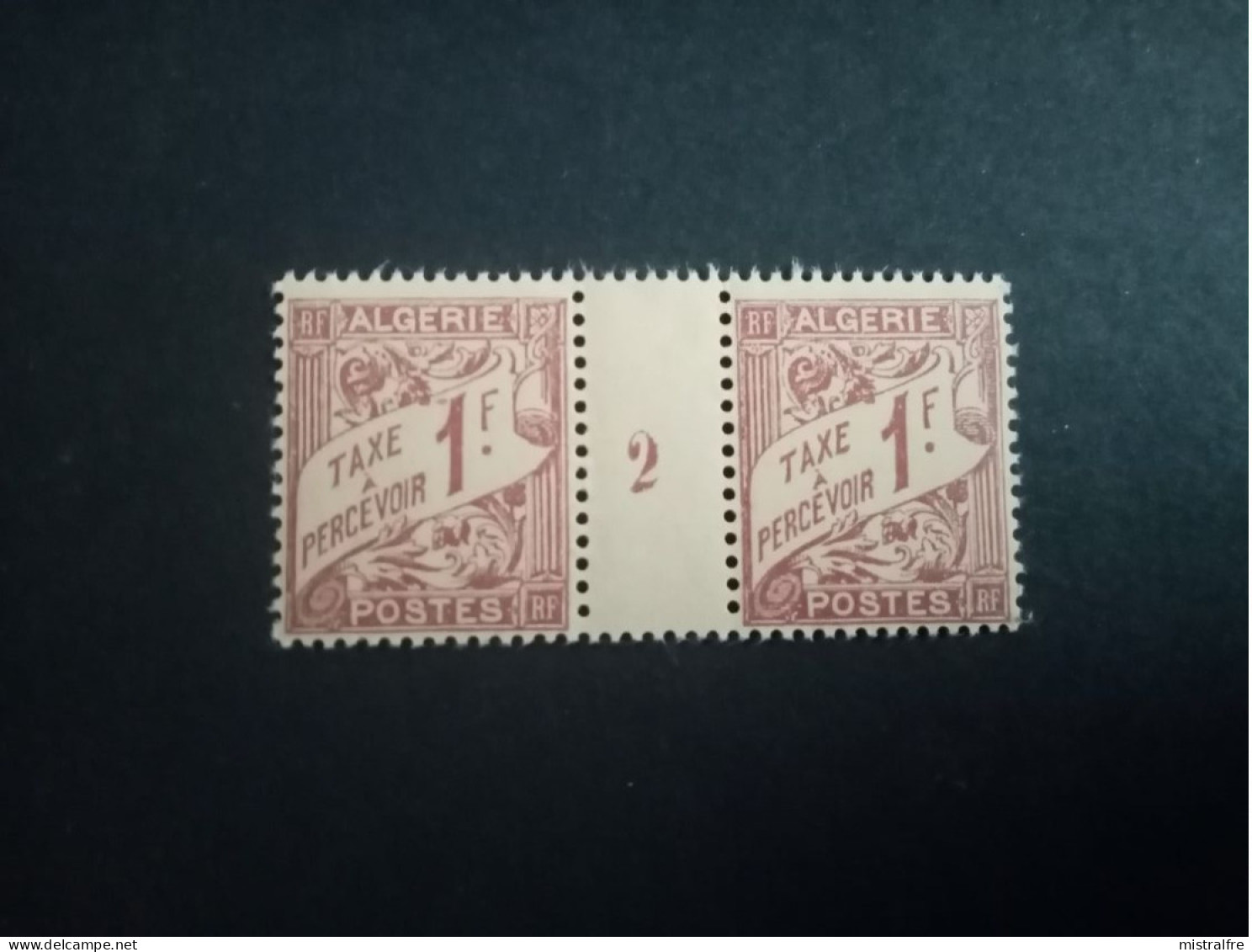 ALGERIE. 1932.  Taxe 1 Fr  N° 9  Millesime N° 2. NEUFS ++.  Côte YT 2022 : 65,00 € - Segnatasse