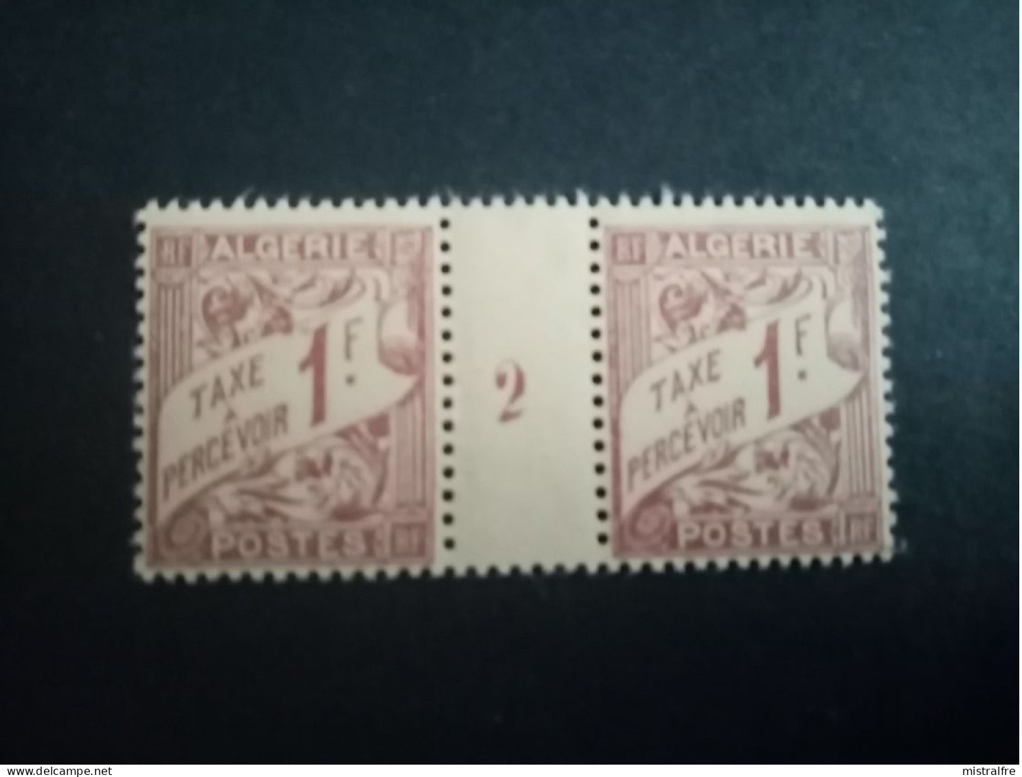 ALGERIE. 1932.  Taxe 1 Fr  N° 9  Millesime N° 2. NEUFS ++.  Côte YT 2022 : 65,00 € - Timbres-taxe