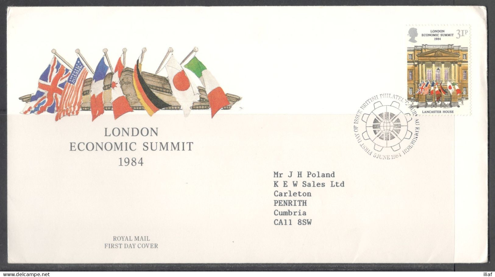 United Kingdom Of Great Britain.  FDC Sc. 1057.  London Economic Summit Conference. Lancaster House  FDC Cancellation - 1981-1990 Em. Décimales