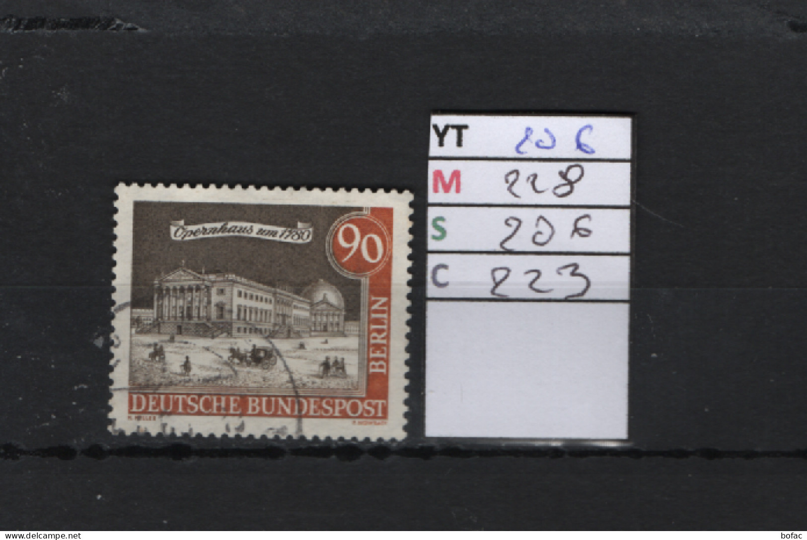 P. FIXE Obl  206 YT 228 MIC 206 SCO B223 GIB L'Opéra En 1870 Vieux Berlin 1963 *Berlin* 75/01 - Gebruikt