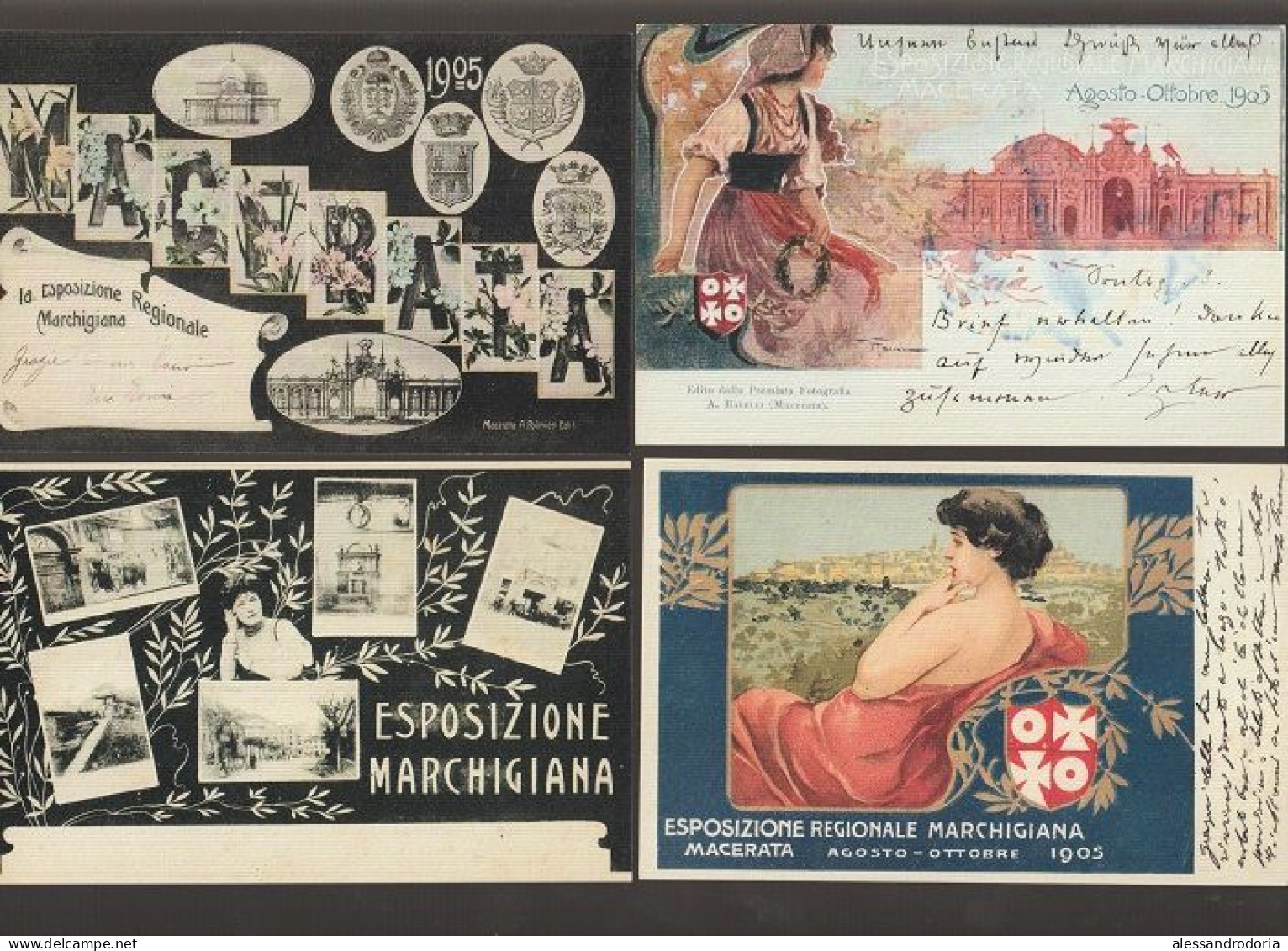 11 Cartoline Macerata Musei Esposizione Regionale Marchigiana Macerata Agosto Settembre 1905 Alcune Con Francobolli - Andere & Zonder Classificatie