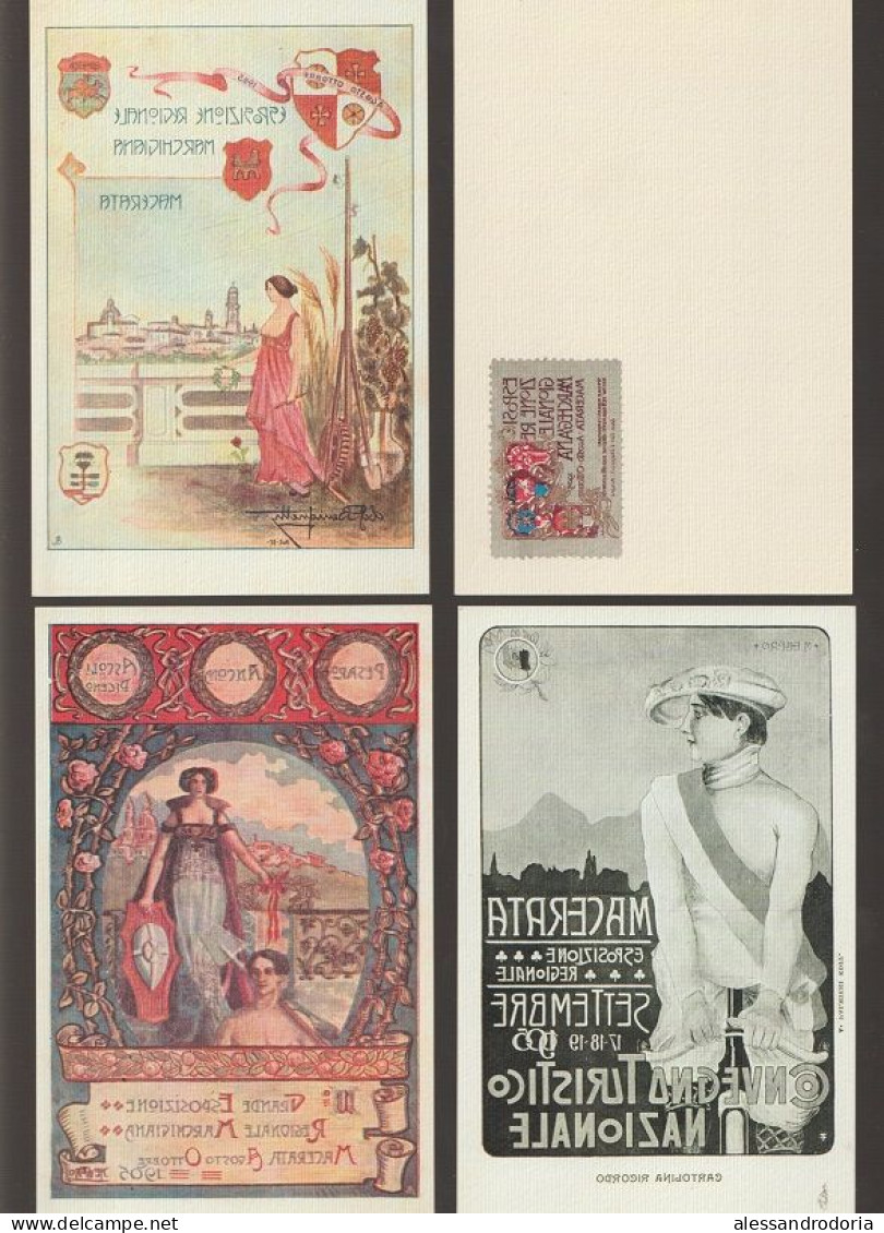11 cartoline Macerata musei esposizione regionale marchigiana Macerata agosto settembre 1905 alcune con francobolli