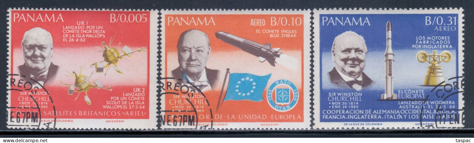 Panama 1966 Mi# 933-935 A Used - Sir Winston Churchill, British Satellites / Space - Nordamerika