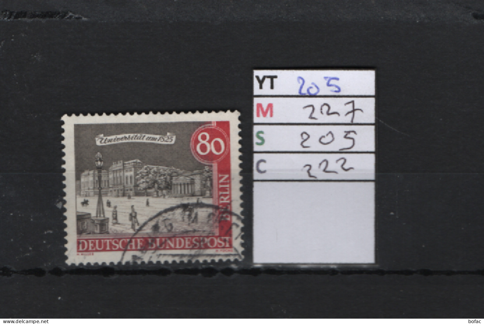 P. FIXE Obl  205 YT 227 MIC 205 SCO B222 GIB L'Université En 1825 Vieux Berlin 1963 75/01 - Gebruikt