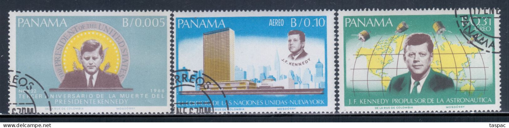 Panama 1966 Mi# 938-940 A Used - John F. Kennedy, 3rd Death Anniv. / Space - Panama