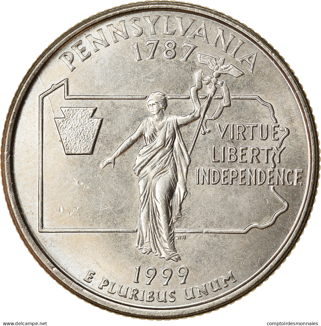 Monnaie, États-Unis, Pennsylvania, Quarter, 1999, U.S. Mint, Philadelphie, TTB - 1999-2009: State Quarters