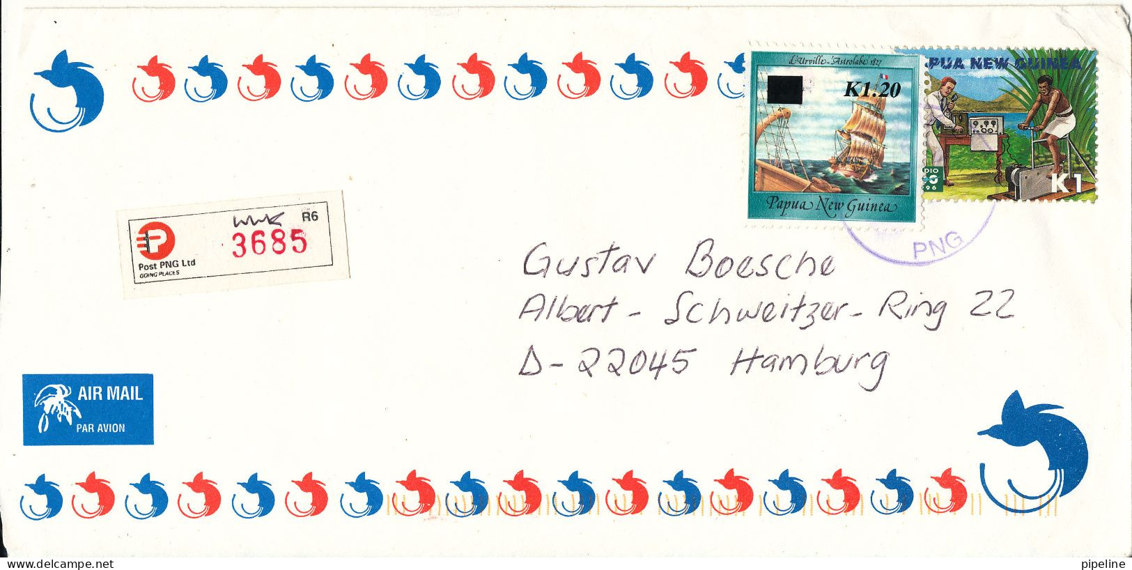 Papua New Guinea Registered Air Mail Cover Sent To Germany 12-4-2000 1 Of The Stamps Is Damaged - Papouasie-Nouvelle-Guinée