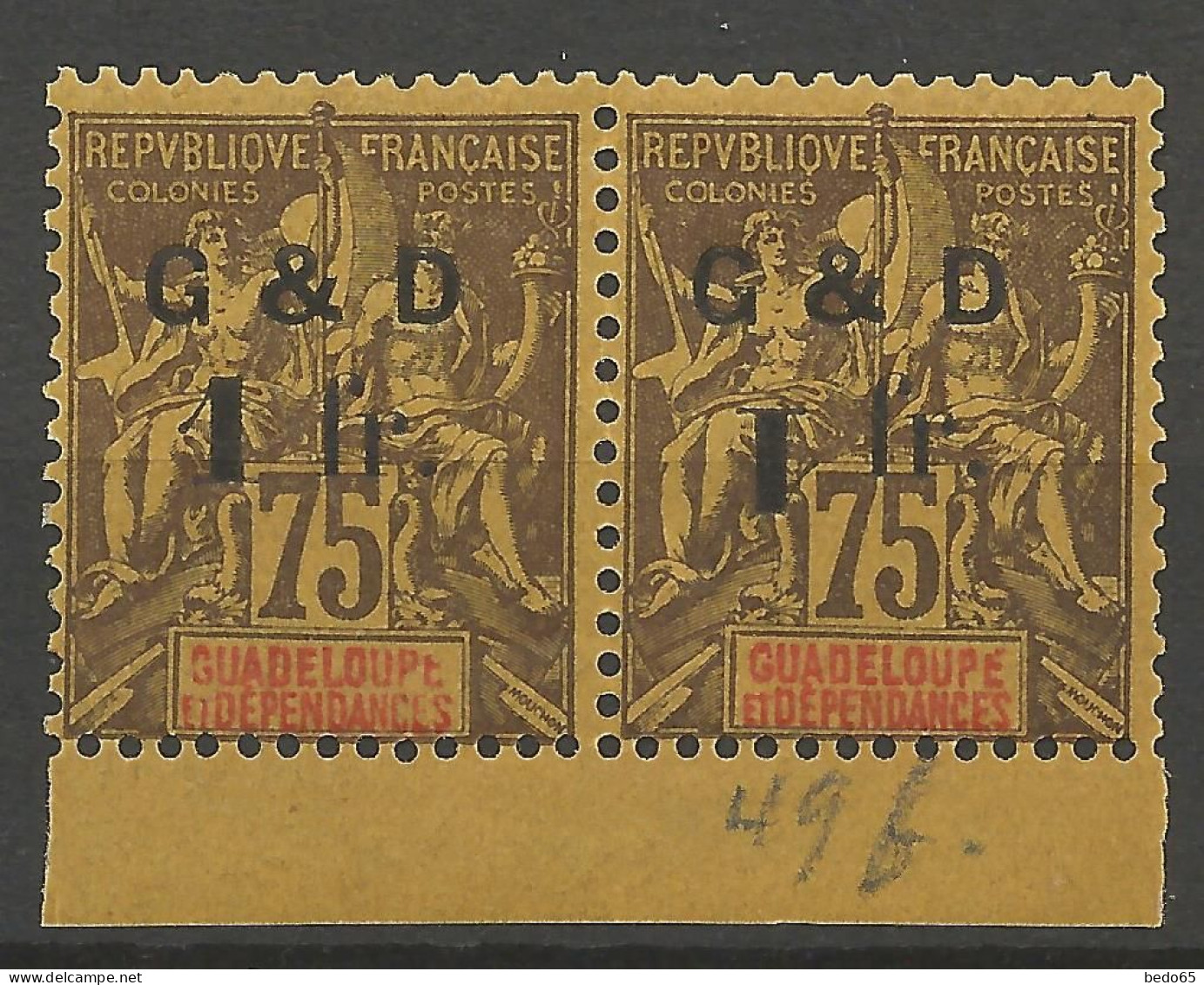 GUADELOUPE  N° 49Bc Tenant à Normal NEUF** LUXE SANS CHARNIERE / Hingeless / MNH / RR - Neufs