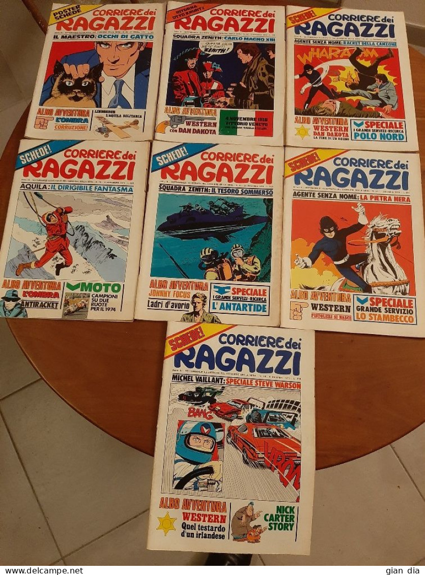 CORRIERE DEI RAGAZZI Ed.Corsera.Anno 1974.Sequenza Di 7.SCHEDE POSTER COMPLETE - Corriere Dei Piccoli