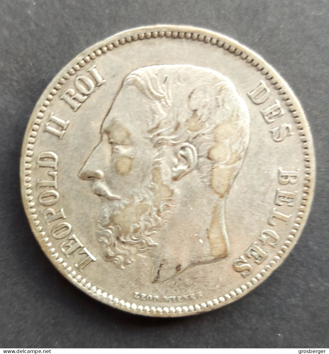 Belgium 5 Francs 1869  - Silver BELGIQUE 5 Francs Rare - 5 Francs