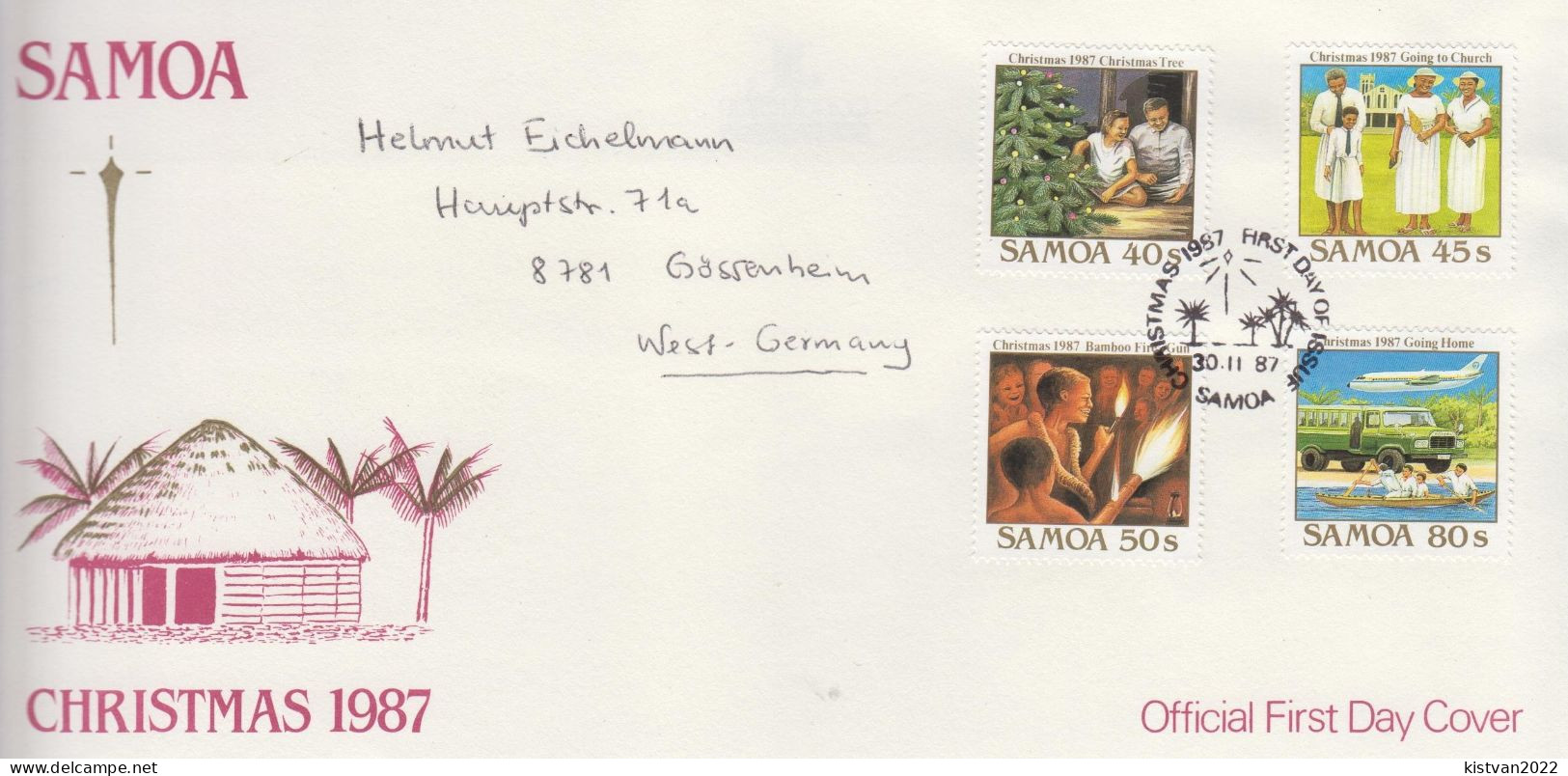 Samoa Set On Used FDC - Weihnachten