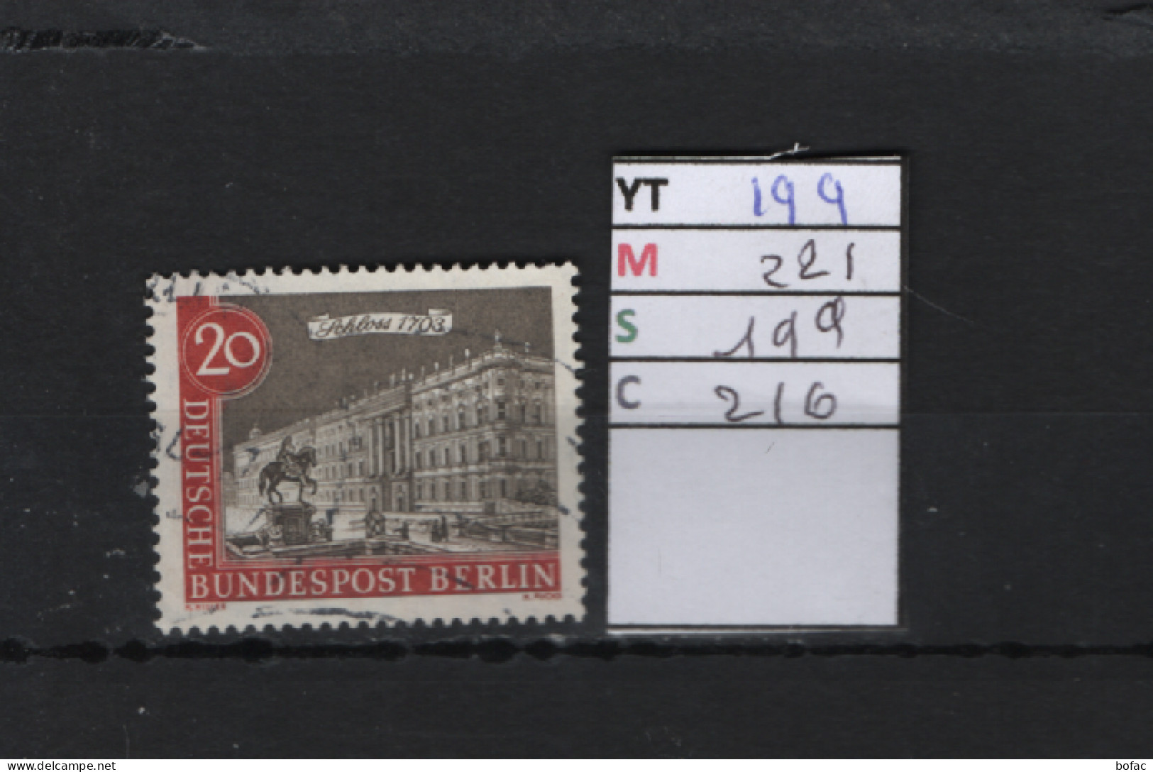 P. FIXE Obl  199 YT 221 MIC 199 SCO B216 GIB Château De Berlin Vieux Berlin 1962 75/01 - Usados