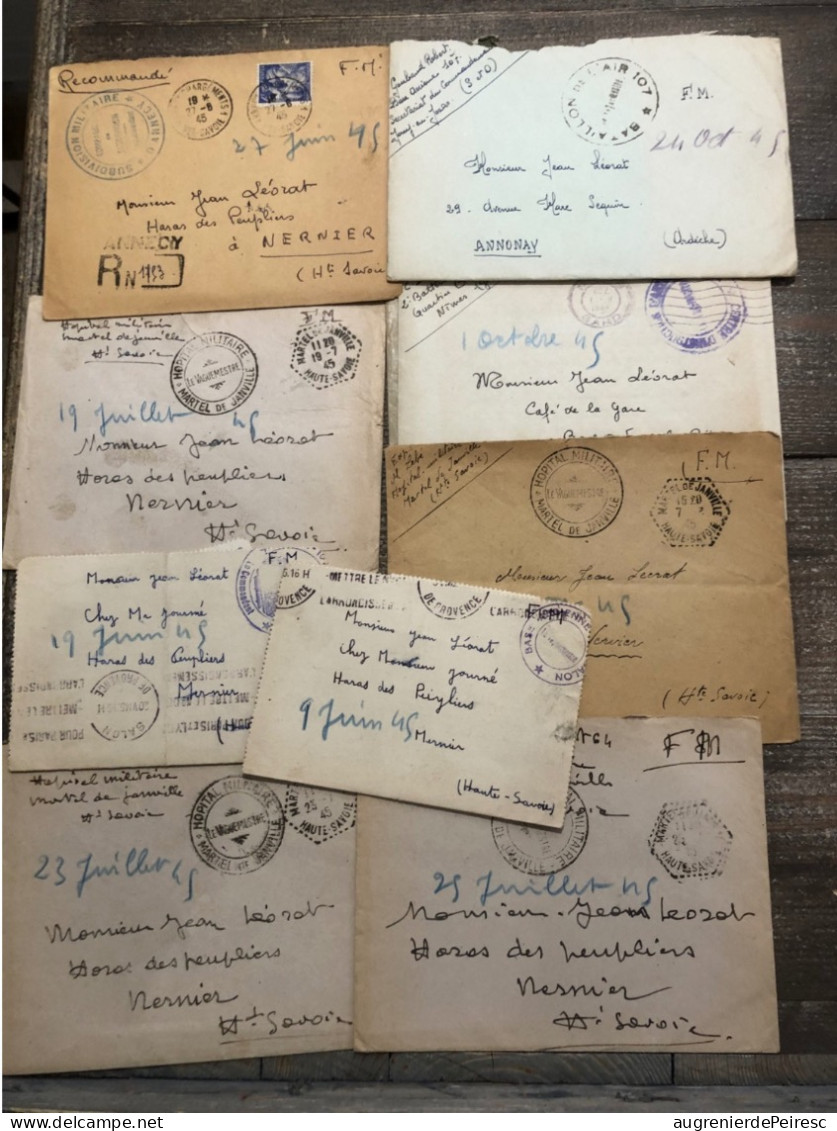 Lot De 9 Lettres Militaires à Jean Leorat 1945 Annonay (Ardèche) Et Nernier (haute-Savoie) - 1939-45
