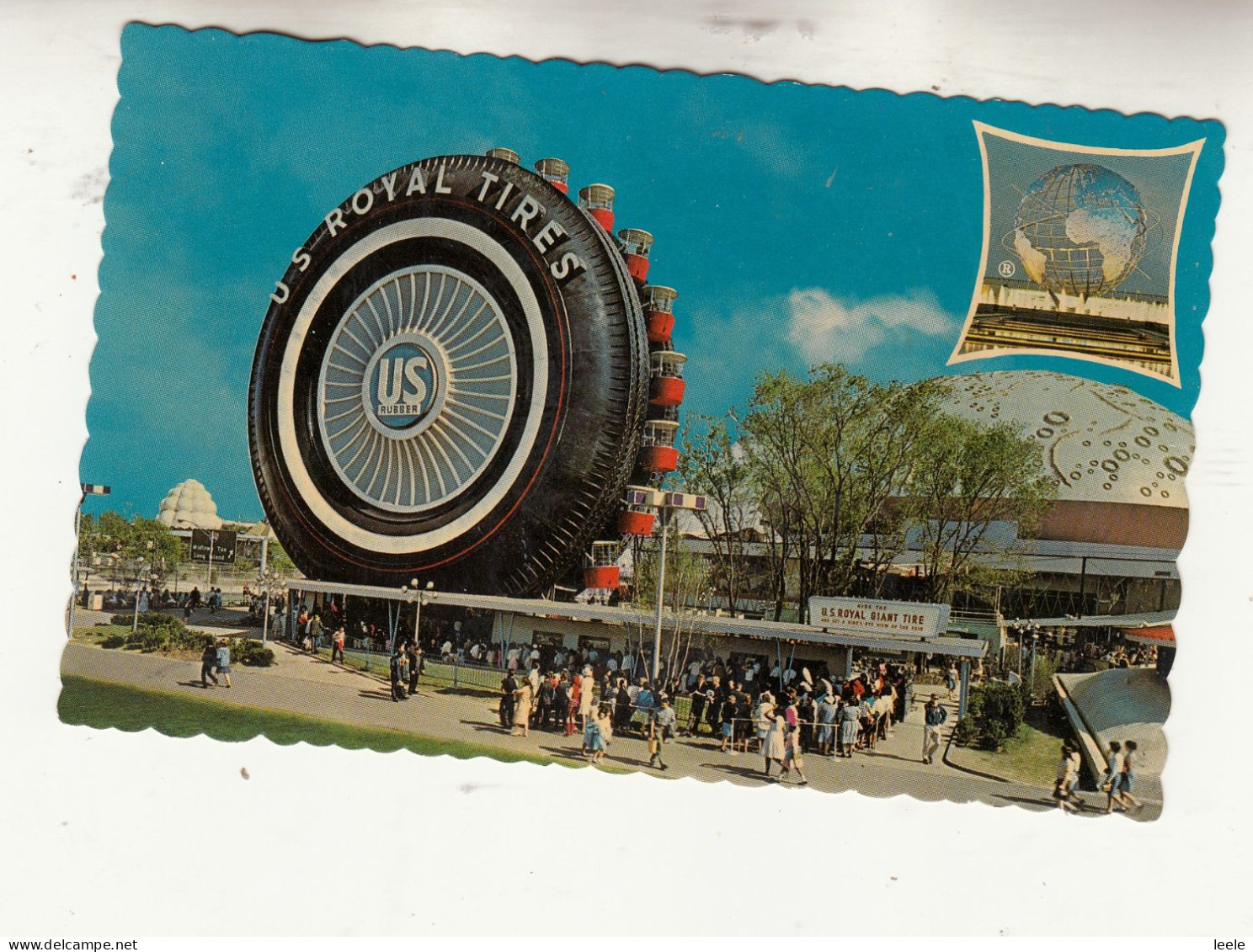 CQ41. Vintage US Postcard.  New York World's Fair. U.S. Rubber. Giant Tire Ferris.. - Expositions