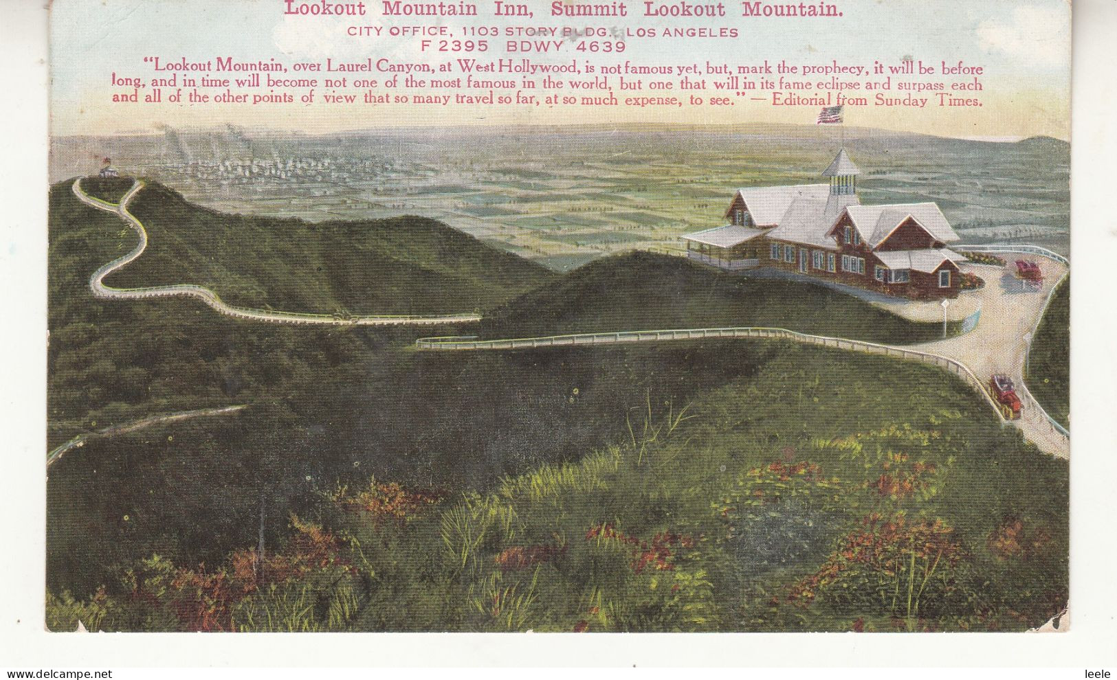 CQ02. Vintage US Postcard. Lookout Mountain Inn. Summit Lookout Mountain. CA. - Los Angeles