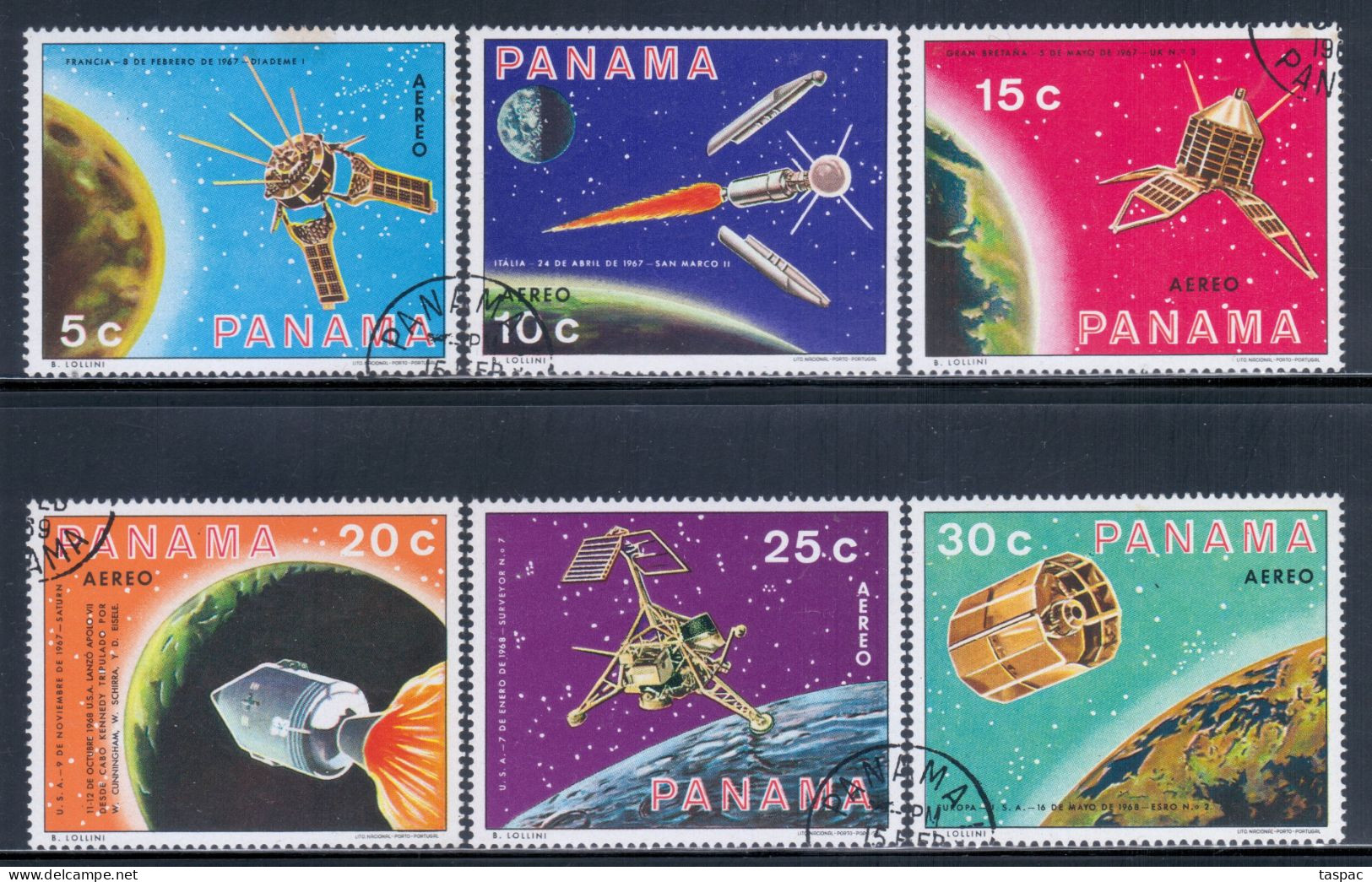 Panama 1969 Mi# 1137-1142 Used - Intl. Space Exploration - América Del Norte