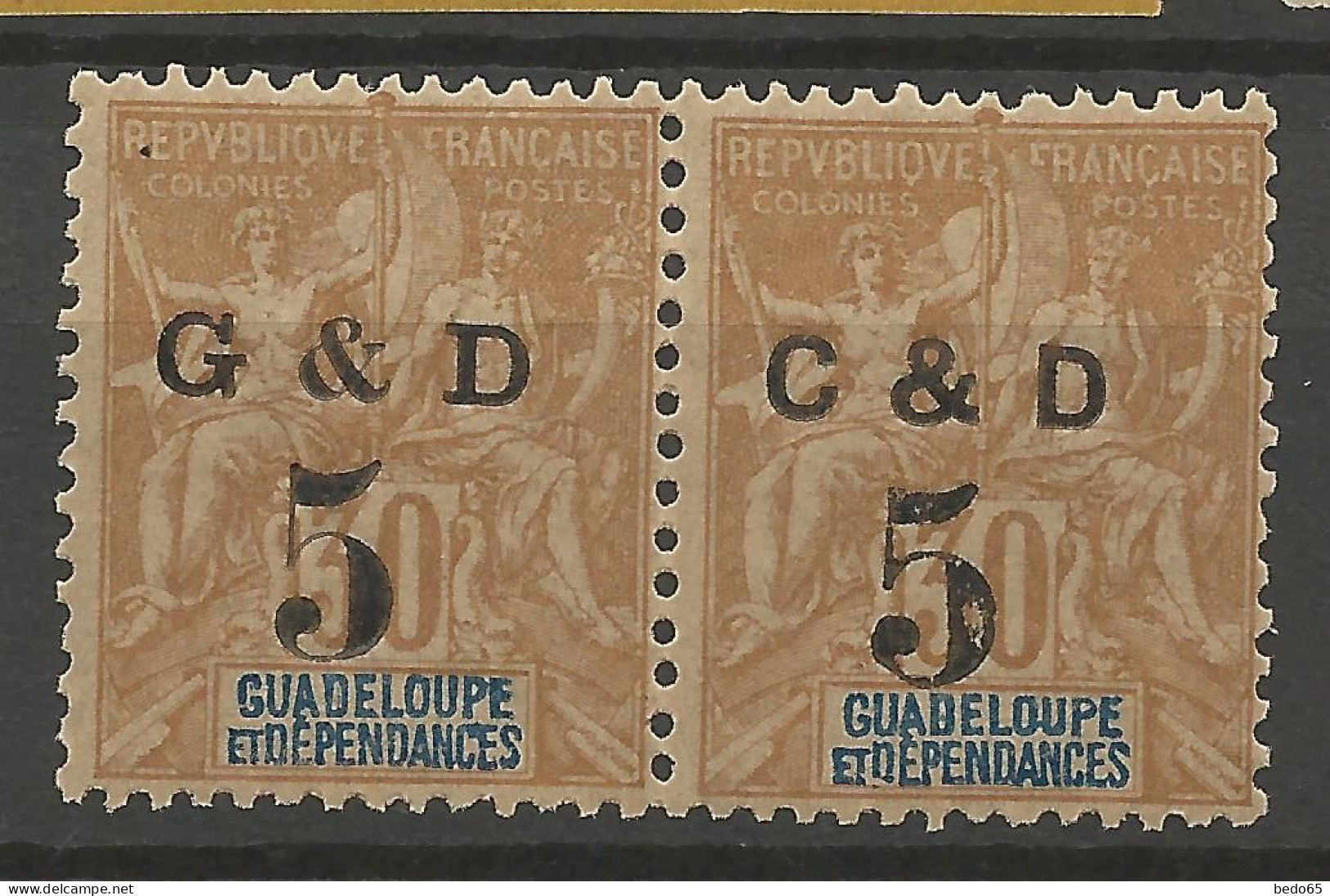 GUADELOUPE  N° 45E Tenant à 45b NEUF** LUXE SANS CHARNIERE / Hingeless / MNH - Neufs