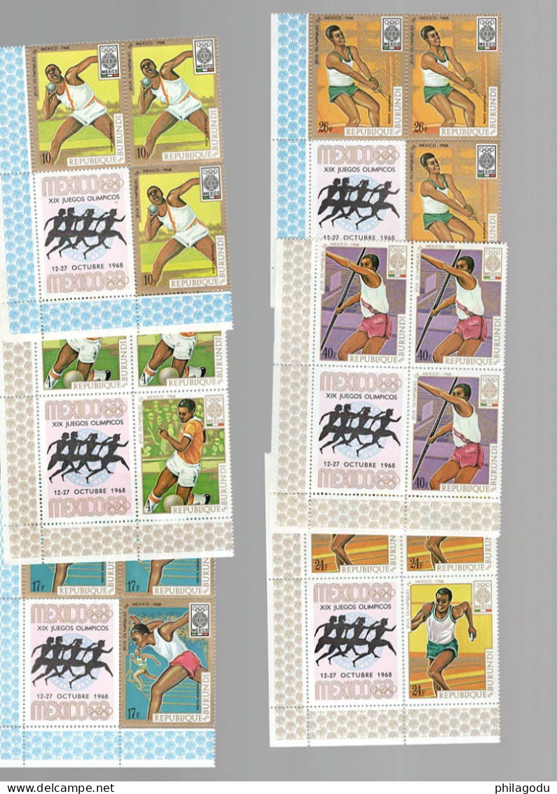 294/298 + PA Sports Olympique Mexico 1968    **. Postfris   Blocs De 4 ( 3tp+1 Vignette) Athlétisme Basket Football - Nuevos