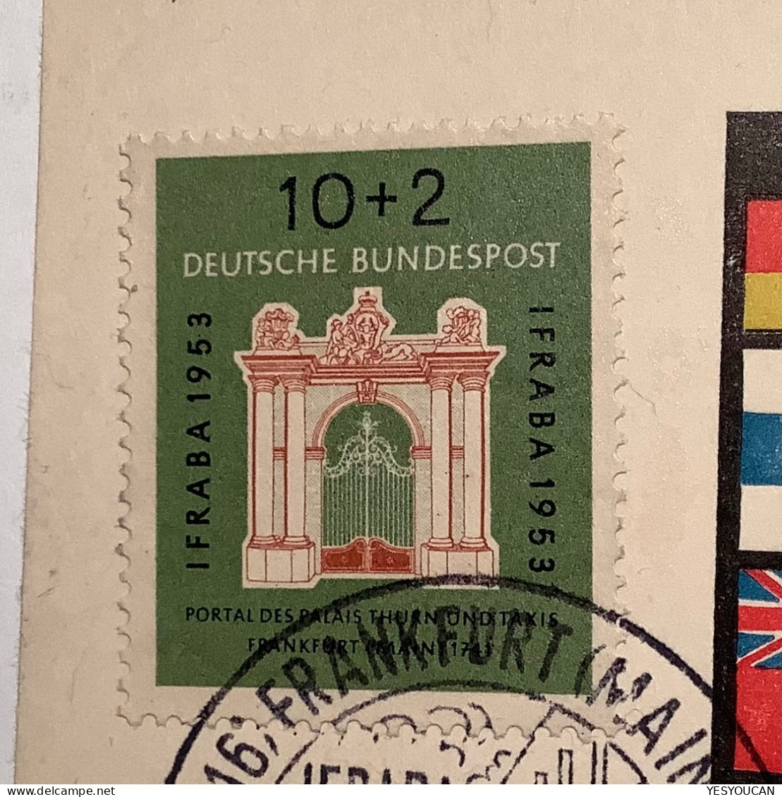 Mi-Nr. 171-172 IFRABA 1953 FDC Internationale Frankfurt Briefmarkenaustellung (RFA Bund BRD Architecture Communication - Cartas & Documentos